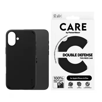 PanzerGlass CARE™ by ® Double Defense Case Melns iPhone 16 Plus