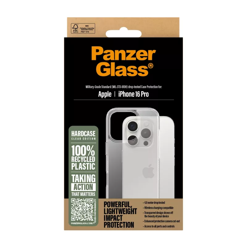 PanzerGlass ® HardCase Transparent iPhone 16 Pro, Cover, Apple, Apple - iPhone 16 Pro, Transparent