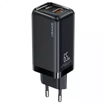 Lādētājs usams T47 USB / USB‑C 65W PD ātrā uzlāde — 65W USB Power Delivery, USB-A + USB-C porti
