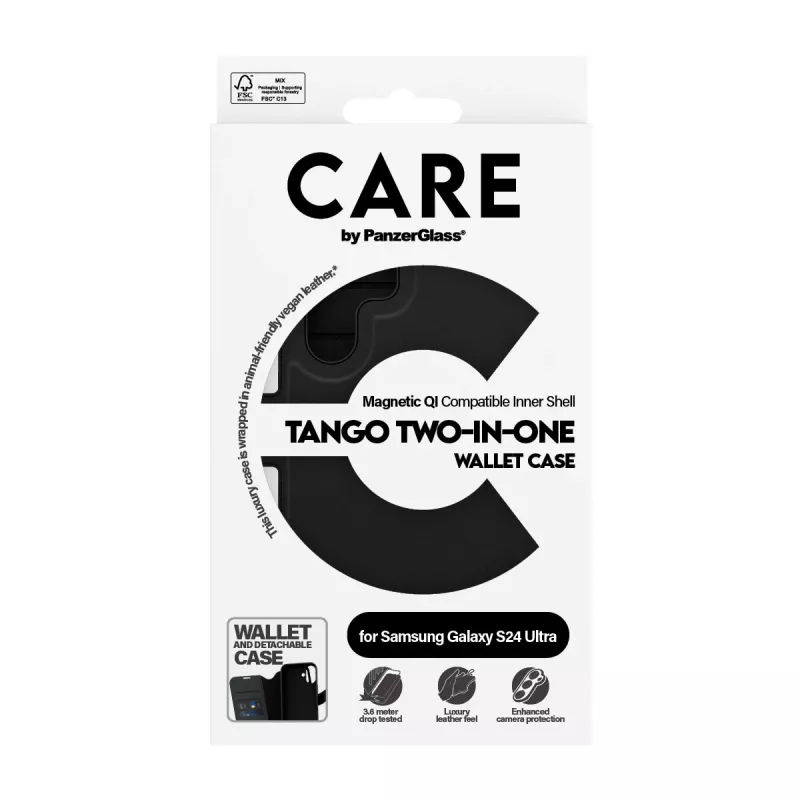 Telefona vāciņš PanzerGlass CARE Feature Case Tango Two-in-One Wallet, saderīgs ar Samsung Galaxy S24 Ultra, caurspīdīgs
