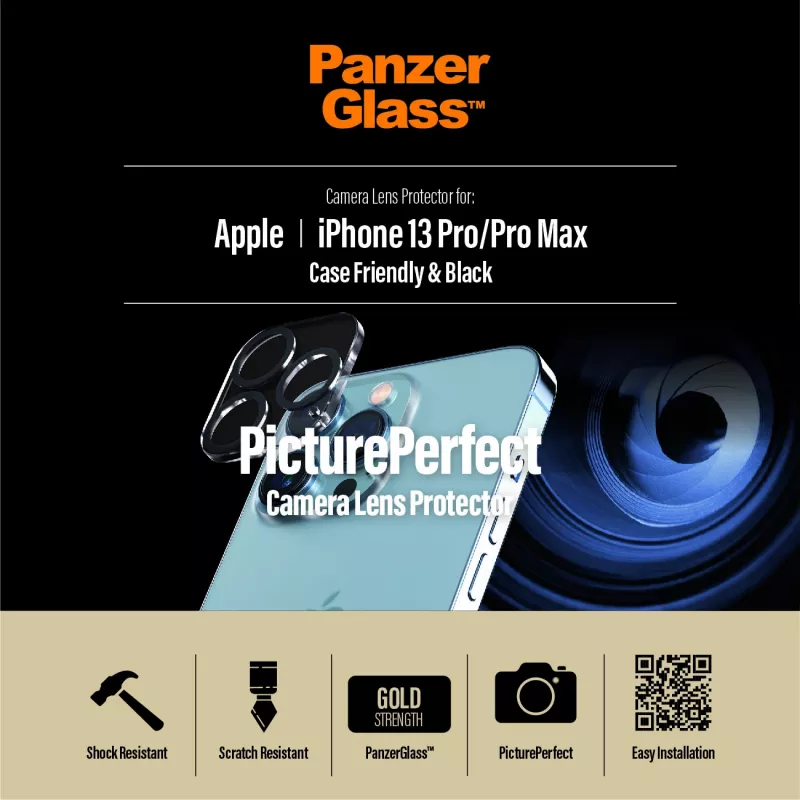 Kameras objektīva aizsargs PanzerGlass Apple iPhone 13 Pro 13 Pro Max Pret skrāpējumiem Triecienizturīgs