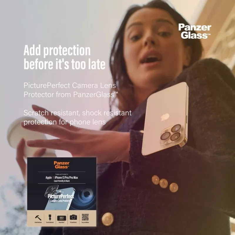 Kameras objektīva aizsargs PanzerGlass Apple iPhone 13 Pro 13 Pro Max Pret skrāpējumiem Triecienizturīgs