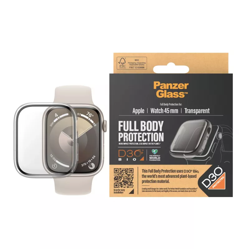 PanzerGlass ® Full Body Transparent ar D3O® Apple Watch Series 9 | 45mm