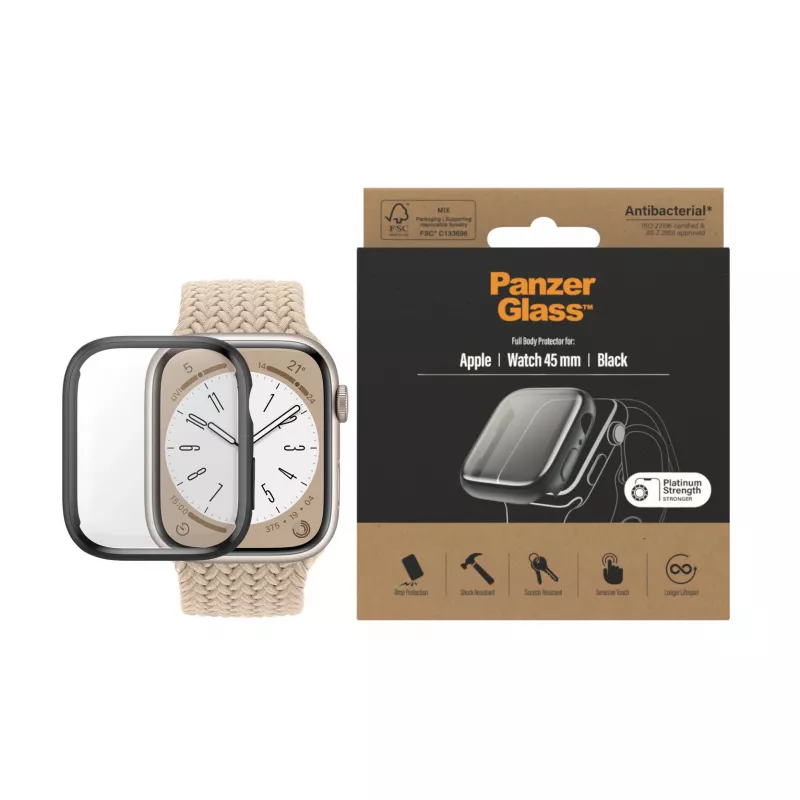 PanzerGlass ® Full body vāciņš Apple Watch Series 9 | 8 | 7 | 45mm | Melna