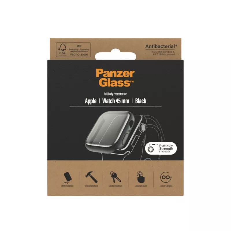 PanzerGlass ® Full body vāciņš Apple Watch Series 9 | 8 | 7 | 45mm | Melna