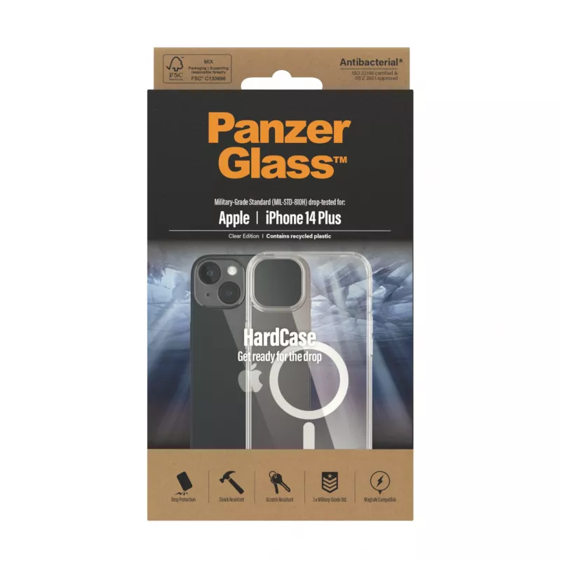 PanzerGlass ® HardCase Transparent w. balta MagSafe iPhone 14 Plus