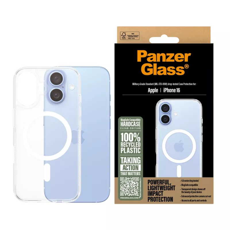 Cover PanzerGlass HardCase Transparent w. balta MagSafe iPhone '24 6.1 inch
