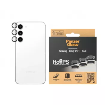 PanzerGlass Hoops kameras lēcu aizsargs Samsung Galaxy S23 FE melns izturīgs pret skrāpējumiem un triecieniem