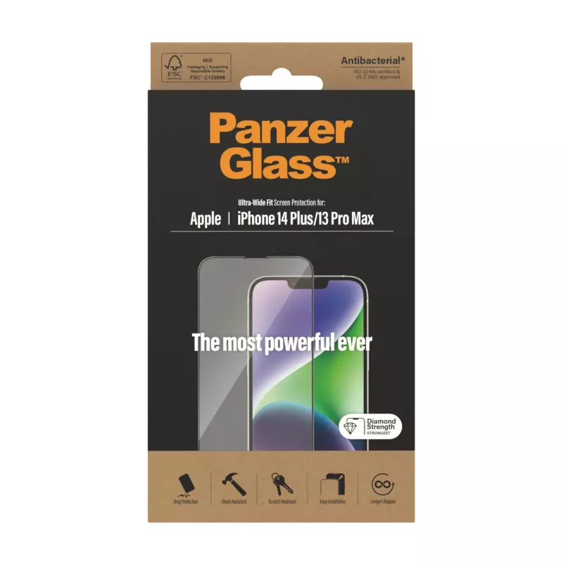 Screen Protector PanzerGlass Apple iPhone 14 Plus 13 Pro Max Ultra-Wide Fit Scratch Shock Resistant