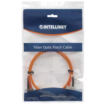 Intellinet Fiber Optic komutācijas kabelis, OM2, ST/SC, 2m, oranžs, duplekss, daudzmodu, 50/125 µm, LSZH, optiskā šķiedra, mūža garantija