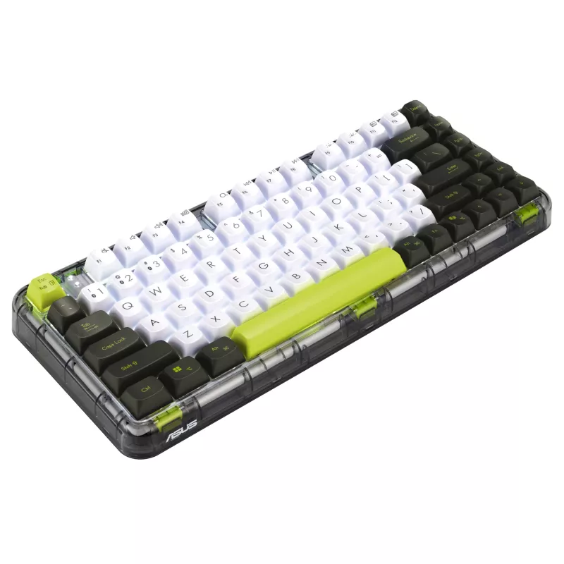 ASUS Jelly75 KD201 mehāniskā tastatūra, 75% izkārtojums, USB, RF bezvadu un Bluetooth, daudzkrāsu