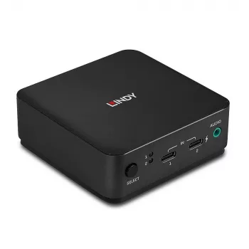 Lindy 2 Port Type C, DisplayPort 1.2 KVM Switch, 3840 x 2160 pikseļi, 4K Ultra HD, pelēks