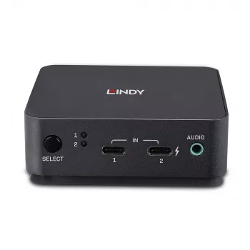 Lindy 2 Port Type C, DisplayPort 1.2 KVM Switch, 3840 x 2160 pikseļi, 4K Ultra HD, pelēks