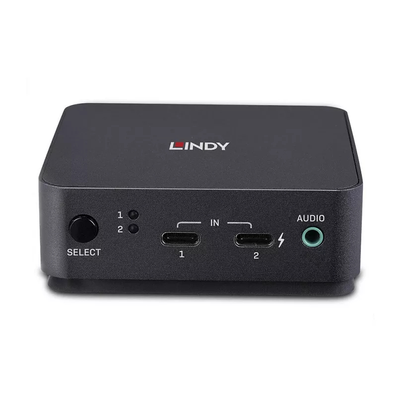 Lindy 2 Port Type C, DisplayPort 1.2 KVM Switch, 3840 x 2160 pikseļi, 4K Ultra HD, pelēks