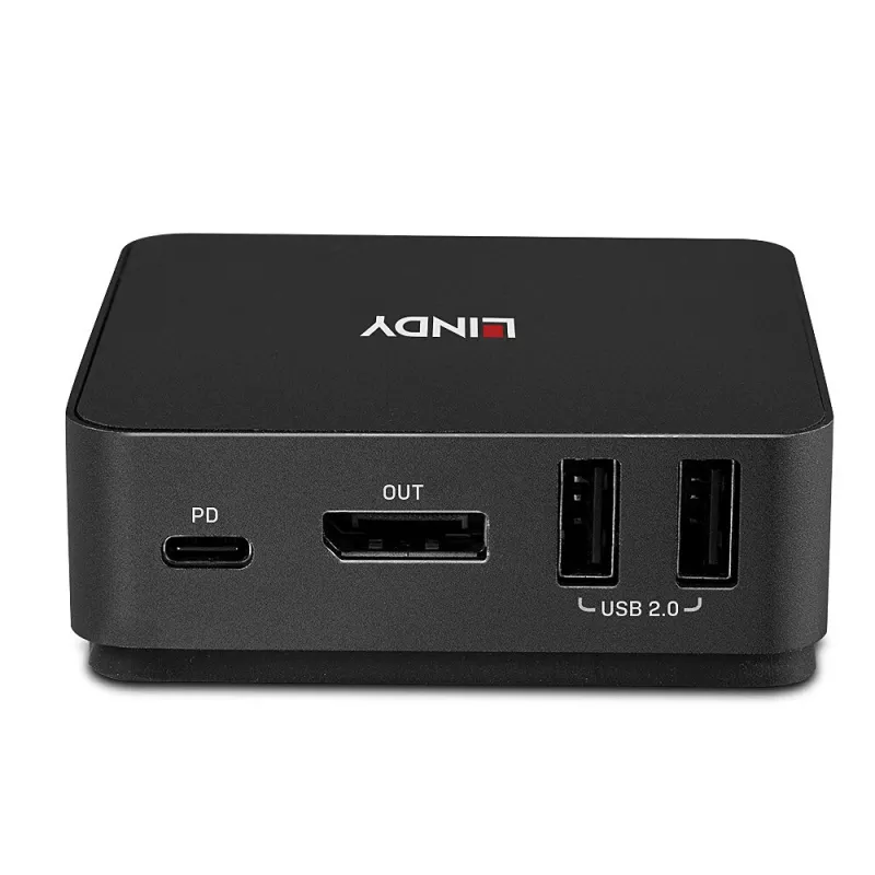 Lindy 2 Port Type C, DisplayPort 1.2 KVM Switch, 3840 x 2160 pikseļi, 4K Ultra HD, pelēks
