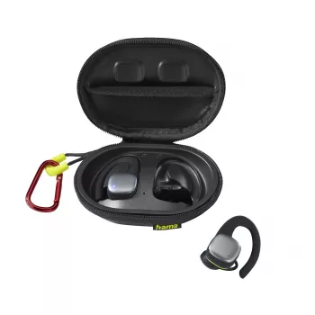 Hama Spirit Athletics austiņas True Wireless Stereo (TWS) ar auss āķi sportam Bluetooth melnas
