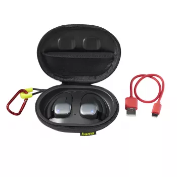 Hama Spirit Athletics austiņas True Wireless Stereo (TWS) ar auss āķi sportam Bluetooth melnas