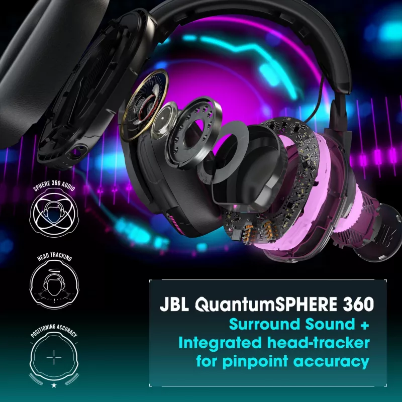 JBL Quantum One Melns, vadu, spēlēm, 20 - 20000 Hz, 526 g, austiņas, melnas