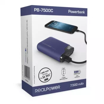 Portable baterija RealPower PB-7500C 7500 mAh