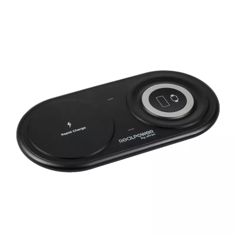 RealPower ChargeAIR Duo viedtālruņa un viedpulksteņa lādētājs, melns, USB, iekštelpām
