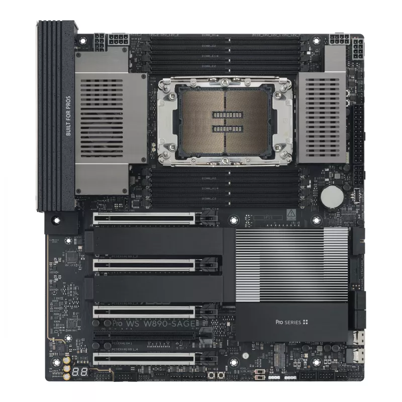 Mātesplate ASUS PRO WS W890-SAGE — Intel W890, LGA 4710-2, CEB, 8× DIMM, DDR5, četrkanālu, 2.5G un 10G Ethernet