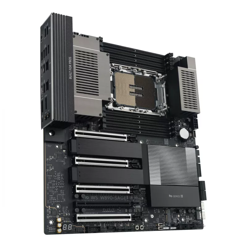 Mātesplate ASUS PRO WS W890-SAGE — Intel W890, LGA 4710-2, CEB, 8× DIMM, DDR5, četrkanālu, 2.5G un 10G Ethernet
