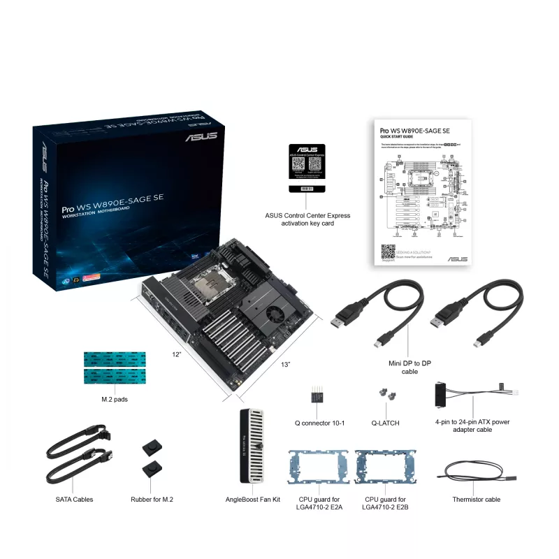 Mātesplate ASUS Pro WS W890E-SAGE SE — Intel W890, LGA 4710-2, EEB, 8x DIMM DDR5, astoņkanālu, 10GbE