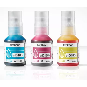 Oriģināls Ink Bottles Brother BTD180CLVAL 3 pcs ciāna fuksīna dzeltena