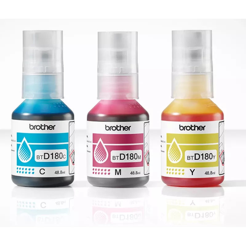 Oriģināls Ink Bottles Brother BTD180CLVAL 3 pcs ciāna fuksīna dzeltena
