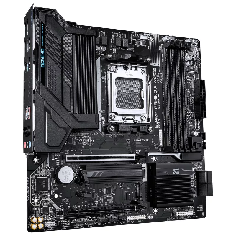 GIGABYTE B840M GAMING X WIFI6E mātesplate - AMD Ryzen 9000 CPU, 8+2+2 fāžu VRM, līdz 8200 MHz DDR5 (O.C), 2x PCIe 4.0 M.2, Wi-Fi 6E, 2.5 GbE LAN, USB 3.2 Gen 1