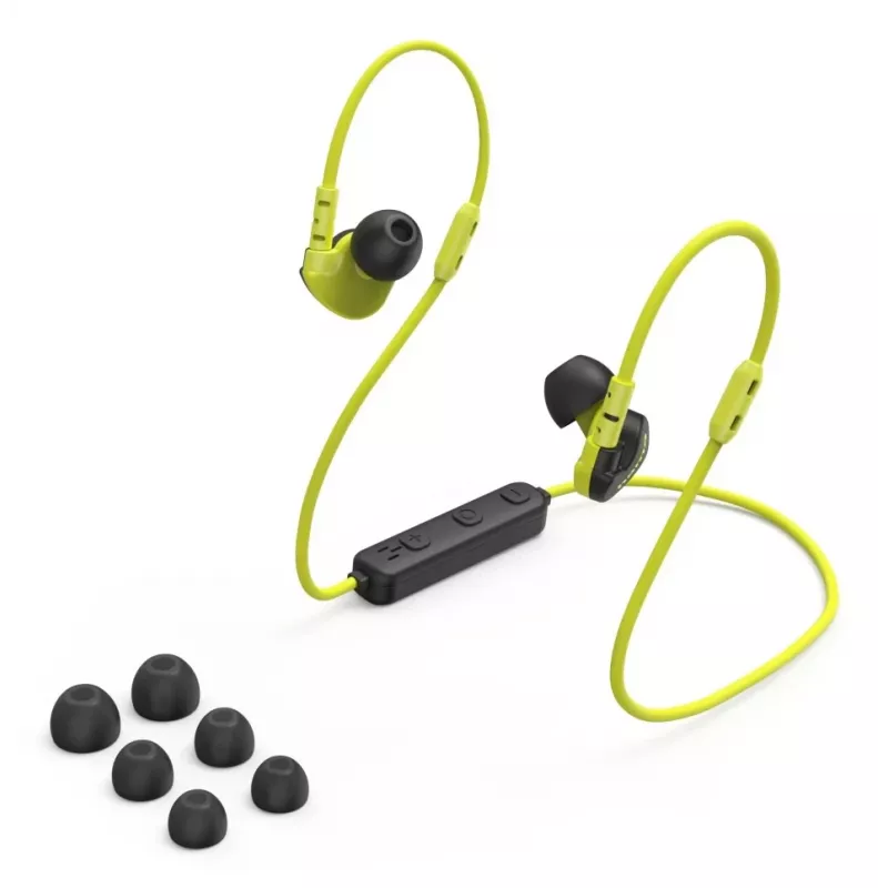 Hama Freedom Athletics III austiņas, bezvadu, auss āķis, ievietojamas, sporta, Bluetooth, melnas, dzeltenas
