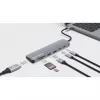 Manhattan USB-C dokstacija/hubs ar karšu lasītāju, pieslēgvietas (x5): HDMI, USB-A (x2) un USB-C (x2), ar strāvas piegādi (PD) 100 W – nepieciešams ārējs USB-C lādētājs (nav komplektā). Darbojas ar USB strāvu (ārējs strāvas adapteris nav nepieciešams), kad PD netiek izmantots.