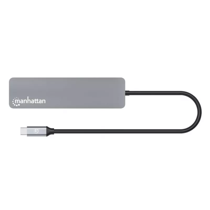 Manhattan USB-C dokstacija/hubs ar karšu lasītāju, pieslēgvietas (x5): HDMI, USB-A (x2) un USB-C (x2), ar strāvas piegādi (PD) 100 W – nepieciešams ārējs USB-C lādētājs (nav komplektā). Darbojas ar USB strāvu (ārējs strāvas adapteris nav nepieciešams), kad PD netiek izmantots.