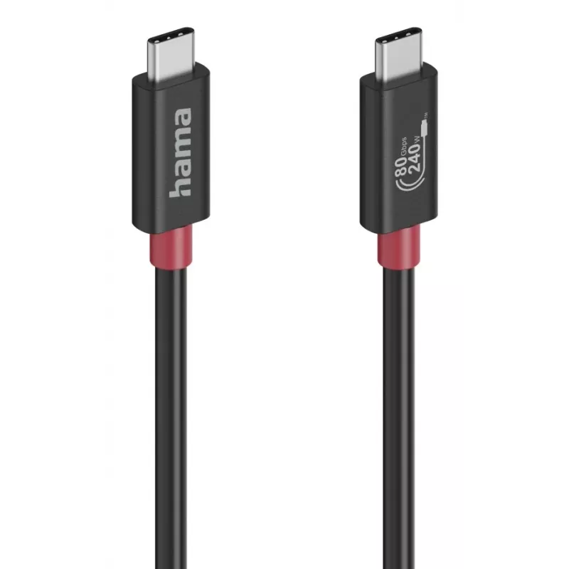 Hama USB-C kabelis, E-Marker, USB4 Gen4, 80 Gbit/s, 5 A, 240 W, 1,00 m