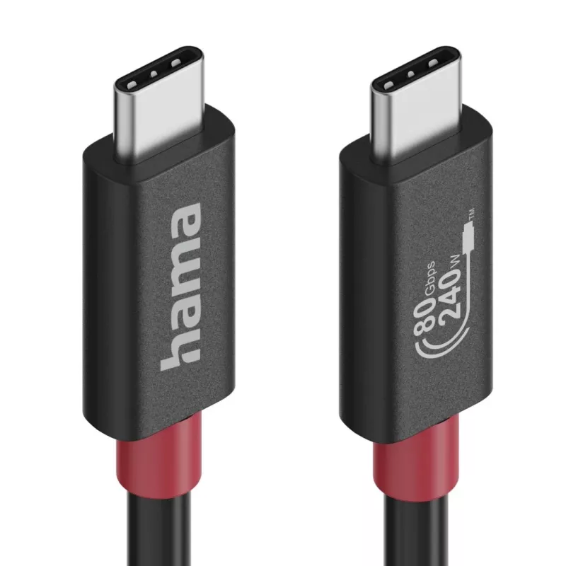 Hama USB-C kabelis, E-Marker, USB4 Gen4, 80 Gbit/s, 5 A, 240 W, 1,00 m