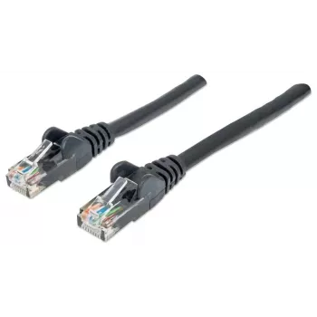 Intellinet tīkla ielāpu vads, Cat6, 0,5 m, melns, CCA, U/UTP, PVC, RJ45, zeltīti kontakti, bez aizķeršanās, ar uzmavu, mūža garantija