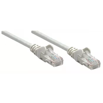 Intellinet tīkla komutācijas kabelis, Cat6, 10 m, pelēks, CCA, U/UTP, PVC, RJ45, zeltīti kontakti, aizķeršanās novēršanas konstrukcija, aizsargvāciņš, mūža garantija