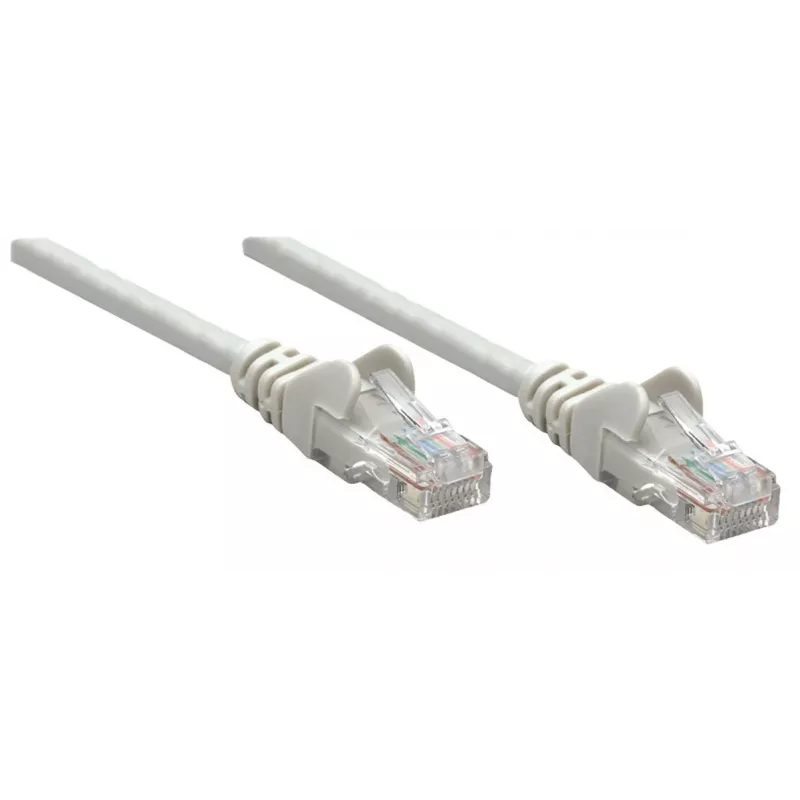 Intellinet tīkla komutācijas kabelis, Cat5e, 0,25 m, pelēks, CCA, SF/UTP, PVC, RJ45, apzeltīti kontakti, bezķērājains, ar uzmavu, mūža garantija