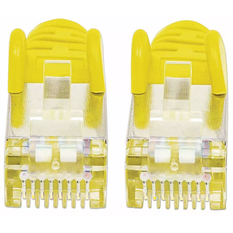 Intellinet tīkla komutācijas kabelis, Cat7 kabelis/Cat6A savienotāji, 10 m, dzeltens, varš, S/FTP, LSOH / LSZH, PVC, RJ45, apzeltīti kontakti, bez aizķeršanās, ar aizsarguzmavu, mūža garantija