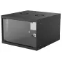 Intellinet 19 collu tīkla skapis – stiprināms pie sienas (Basic), 6U, 560 mm dziļš, melns, plakanā iepakojumā, maks. 50 kg, izmantojamais dziļums 500 mm, stikla durvis, statīvs, detaļas sienas montāžai (piem., skrūves un dībeļi) nav iekļautas