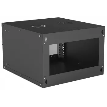 Intellinet 19 collu tīkla skapis – stiprināms pie sienas (Basic), 6U, 560 mm dziļš, melns, plakanā iepakojumā, maks. 50 kg, izmantojamais dziļums 500 mm, stikla durvis, statīvs, detaļas sienas montāžai (piem., skrūves un dībeļi) nav iekļautas