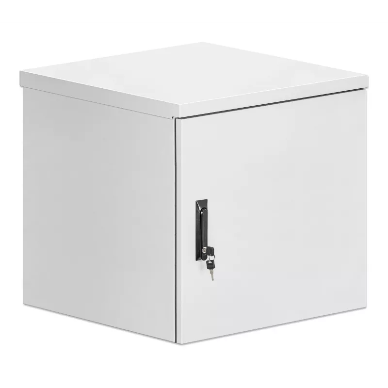 Intellinet Industrial IP55 19 collu sienas skapis ar integrētiem ventilatoriem, 12U 600 mm dziļums, uz jumta uzstādīts divu ventilatoru ventilācijas bloks, no putekļiem un ūdens aizsargāts korpuss, samontēts, gaiši pelēks RAL7035