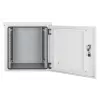 Intellinet Industrial IP55 19 collu sienas skapis ar integrētiem ventilatoriem, 12U 600 mm dziļums, uz jumta uzstādīts divu ventilatoru ventilācijas bloks, no putekļiem un ūdens aizsargāts korpuss, samontēts, gaiši pelēks RAL7035
