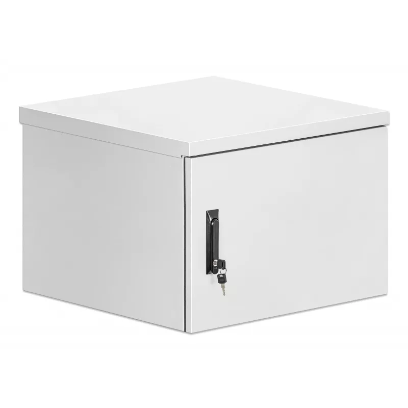 Intellinet Industrial IP55 19 collu sienas montāžas skapis ar integrētiem ventilatoriem, 9U 600 mm dziļums, jumtā montējams divu ventilatoru ventilācijas bloks, putekļu un ūdens necaurlaidīgs korpuss, salikts, gaiši pelēks RAL7035