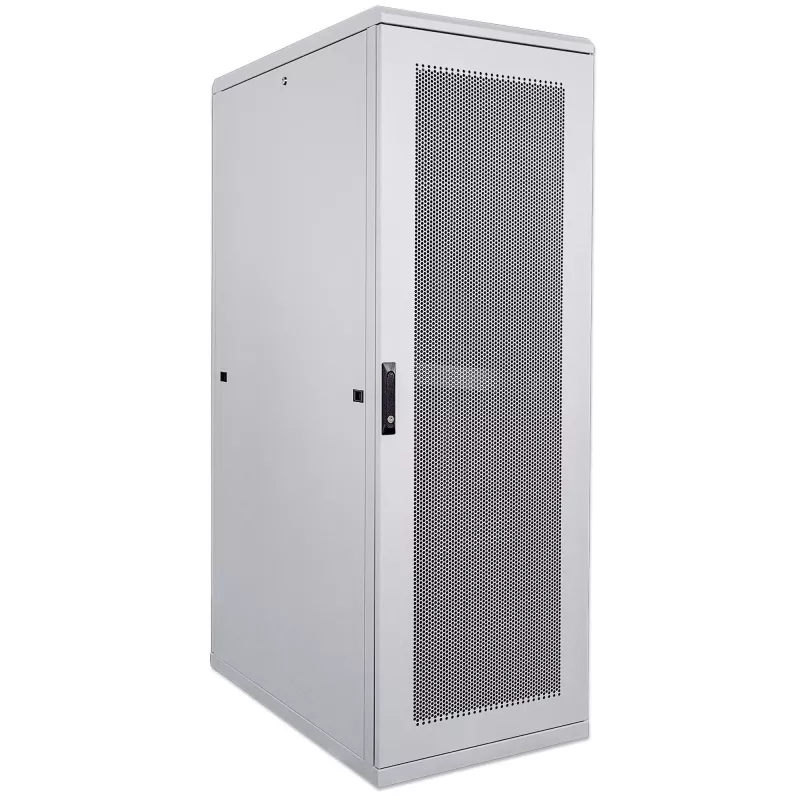 Intellinet 19 collu servera skapis - Brīvi stāvošs, 42U, 600x1000mm (platums x dziļums), Pelēks, Samontēts, Maks. 1500 kg, Daudzpunktu durvju slēdzene, Viena slēdzene katram sānu panelim, Izmantojamais dziļums 123 līdz 773 mm, IP20 aizsardzības klase, Statīvs, Tērauds