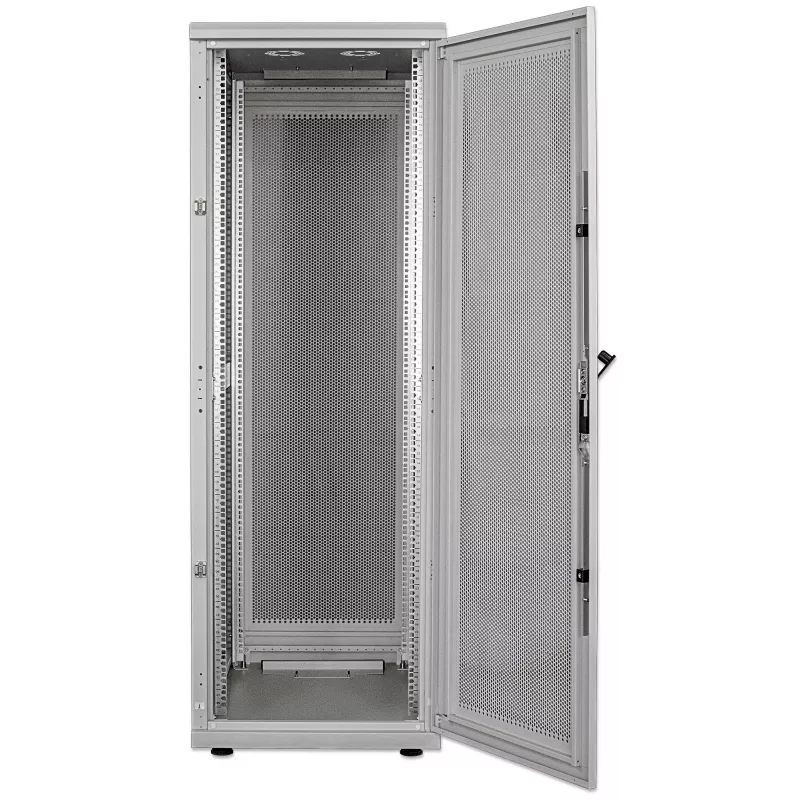 Intellinet 19 collu servera skapis - Brīvi stāvošs, 42U, 600x1000mm (platums x dziļums), Pelēks, Samontēts, Maks. 1500 kg, Daudzpunktu durvju slēdzene, Viena slēdzene katram sānu panelim, Izmantojamais dziļums 123 līdz 773 mm, IP20 aizsardzības klase, Statīvs, Tērauds