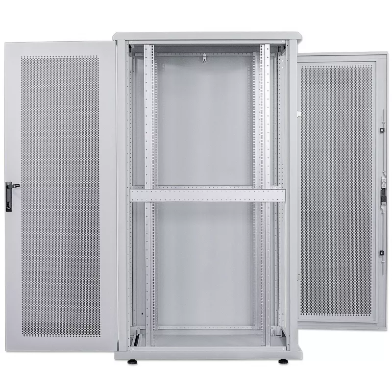 Intellinet 19 collu servera skapis - Brīvi stāvošs, 42U, 600x1000mm (platums x dziļums), Pelēks, Samontēts, Maks. 1500 kg, Daudzpunktu durvju slēdzene, Viena slēdzene katram sānu panelim, Izmantojamais dziļums 123 līdz 773 mm, IP20 aizsardzības klase, Statīvs, Tērauds