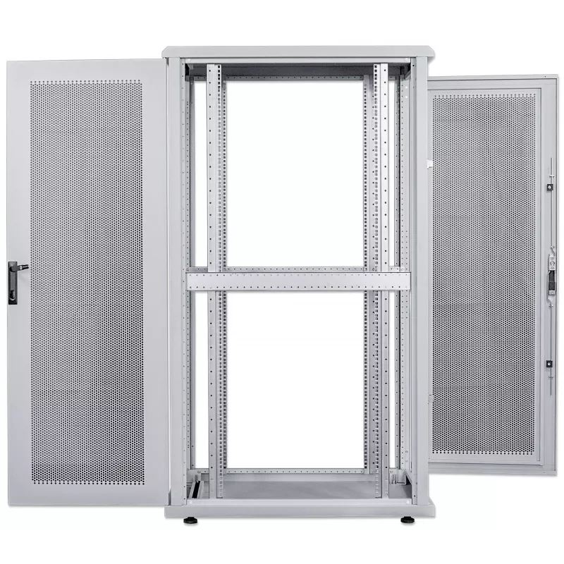 Intellinet 19 collu servera skapis - Brīvi stāvošs, 42U, 600x1000mm (platums x dziļums), Pelēks, Samontēts, Maks. 1500 kg, Daudzpunktu durvju slēdzene, Viena slēdzene katram sānu panelim, Izmantojamais dziļums 123 līdz 773 mm, IP20 aizsardzības klase, Statīvs, Tērauds