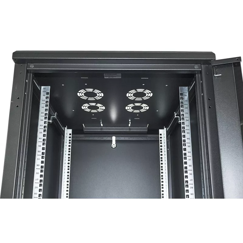 Intellinet 19 collu tīkla skapis – brīvi stāvošs, 42U, 800x800 mm (platums x dziļums), melns, plakanā iepakojumā, maks. 1500 kg, vairākpunktu durvju slēdzene, viena slēdzene katram sānu panelim, izmantojamais dziļums 123 līdz 573 mm, IP20 vērtējums, plaukts, tērauds