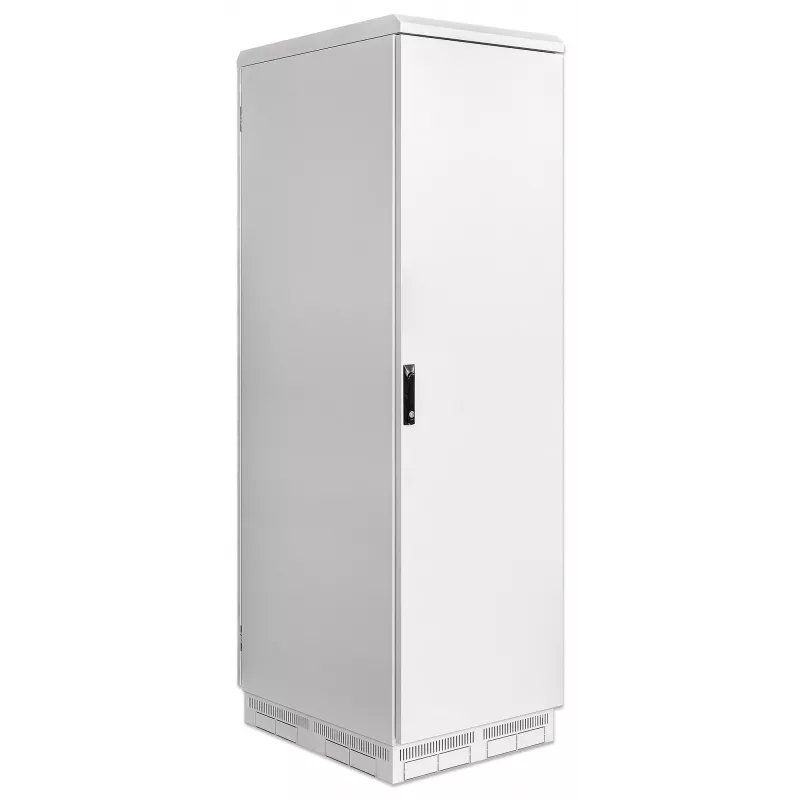 Intellinet Industrial IP55 19 collu tīkla skapis ar integrētiem ventilatoriem, 42U 800 mm dziļums, uz jumta montēts četru ventilatoru ventilācijas bloks, putekļu un ūdens strūklu aizsardzība, stāvošs, salikts, gaiši pelēks RAL7035